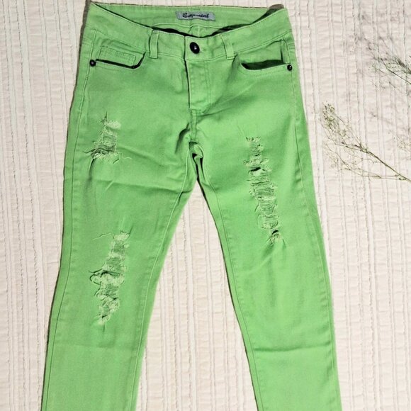 Emperial Green Lime Ripped Skinny Women's Jeans‎ Size 5 Size S. - Picture 1 of 17